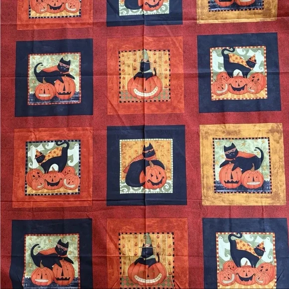 VTG Boo Kitty Halloween Fabric Cat Trick Treat Teresa Kogut SSI 1yd+26"x43" - Picture 8 of 13